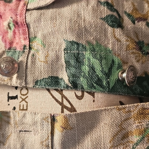 Floral Pink/Green Cotton-Blend, Fitted, Jean Jacket, Bangkadesh, Size Medium - Picture 3 of 15